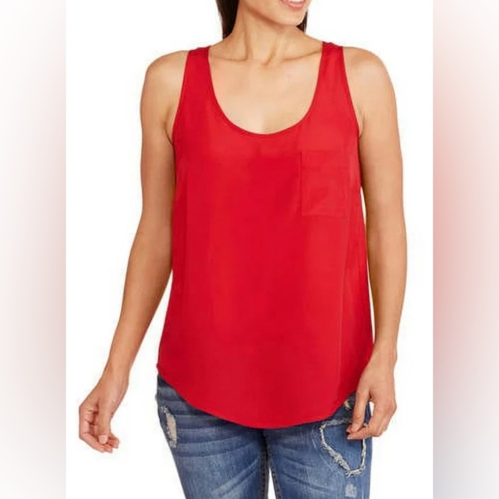 Faded Glory Vibrant Red Tank Top one pocket scoop neck size 4-6